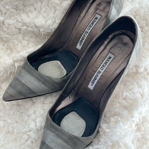 Manolo Blahnik Metallic Silver Heels